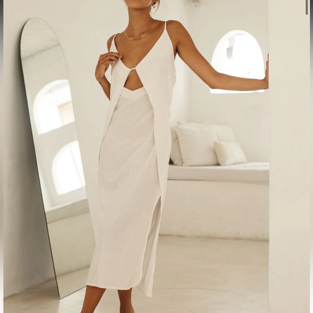 Minimalist White Cutout Slip Dress